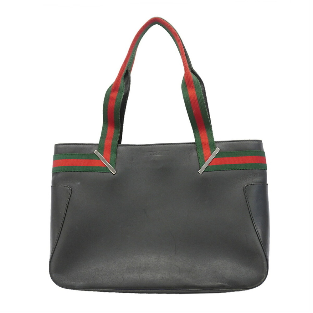 Gucci Tote Bag, Sherry Line, 73983, Leather, Black, Women's